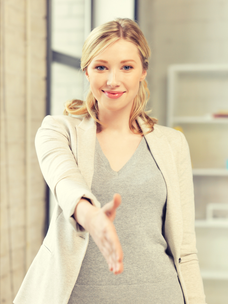 Woman with an Open Hand Ready for Handshake